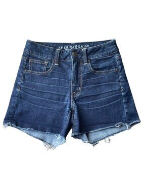 AMERICAN EAGLE Super Stretch Frayed Hem Jean Shorts - Size 2